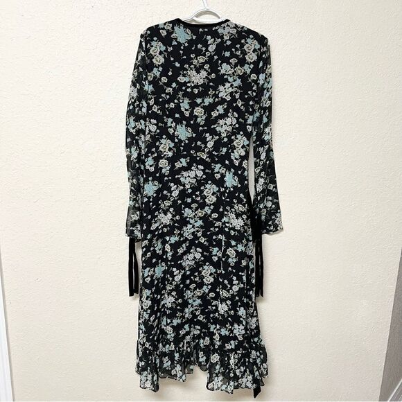 Juicy Couture Black Label Floral Tie Faux Wrap Maxi Dress Size L Polyester - Picture 5 of 6